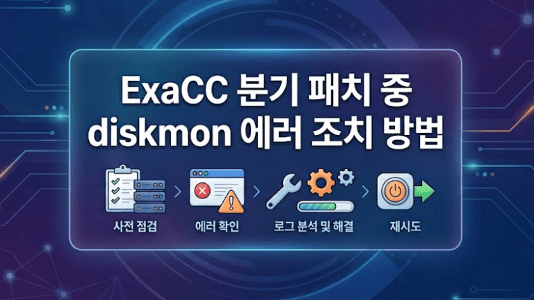 ExaCC 분기 패치 중 diskmon 에러로 Patch fail 발생시 조치 방법 공유